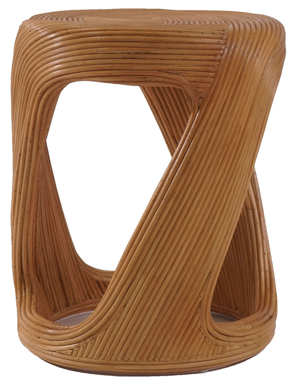 Tyleigh Round Rattan Accent Table With Solid Wood Frame — Handwoven Coastal-Boho Side Table, 20.5" H