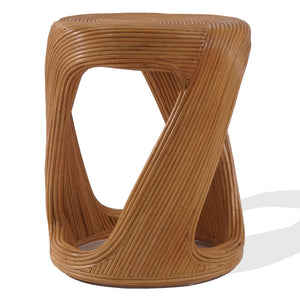 Tyleigh Round Rattan Accent Table With Solid Wood Frame — Handwoven Coastal-Boho Side Table, 20.5" H