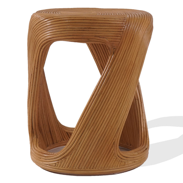 Tyleigh Round Rattan Accent Table With Solid Wood Frame — Handwoven Coastal-Boho Side Table, 20.5" H