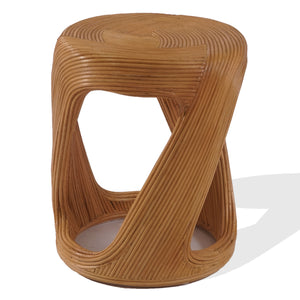 Tyleigh Round Rattan Accent Table With Solid Wood Frame — Handwoven Coastal-Boho Side Table, 20.5" H