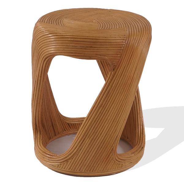 Tyleigh Round Rattan Accent Table With Solid Wood Frame — Handwoven Coastal-Boho Side Table, 20.5" H