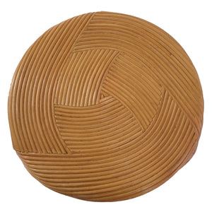 Tyleigh Round Rattan Accent Table With Solid Wood Frame — Handwoven Coastal-Boho Side Table, 20.5" H