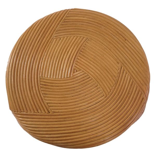 Tyleigh Round Rattan Accent Table With Solid Wood Frame — Handwoven Coastal-Boho Side Table, 20.5" H