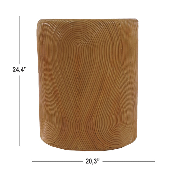 Rhynne Round Rattan Accent Table — Handwoven Solid Wood Frame, Versatile Side Table For Home Decor