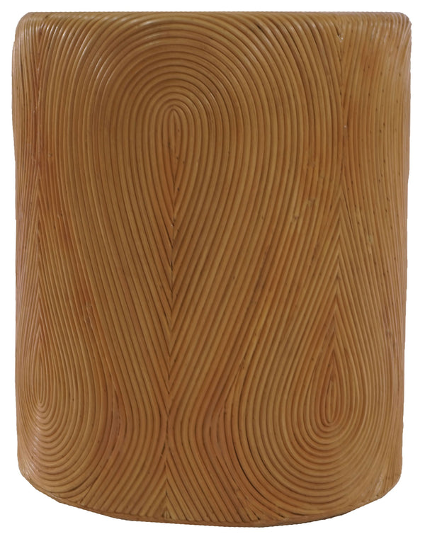 Rhynne Round Rattan Accent Table — Handwoven Solid Wood Frame, Versatile Side Table For Home Decor