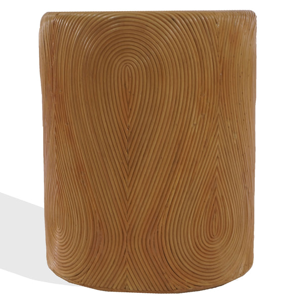 Rhynne Round Rattan Accent Table — Handwoven Solid Wood Frame, Versatile Side Table For Home Decor
