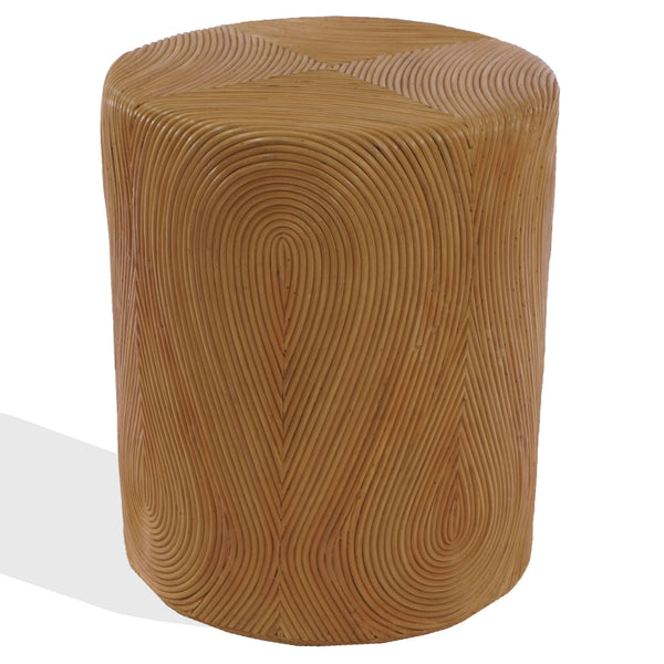 Rhynne Round Rattan Accent Table — Handwoven Solid Wood Frame, Versatile Side Table For Home Decor