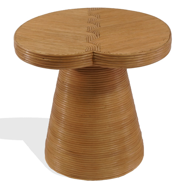 Vyvianna Rattan Accent Table — Handwoven Rattan & Solid Wood Side Table For Cozy Coastal, Boho Homes