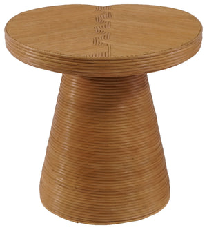 Vyvianna Rattan Accent Table — Handwoven Rattan & Solid Wood Side Table For Cozy Coastal, Boho Homes
