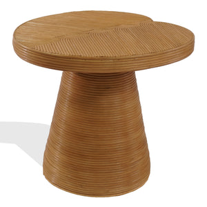 Vyvianna Rattan Accent Table — Handwoven Rattan & Solid Wood Side Table For Cozy Coastal, Boho Homes
