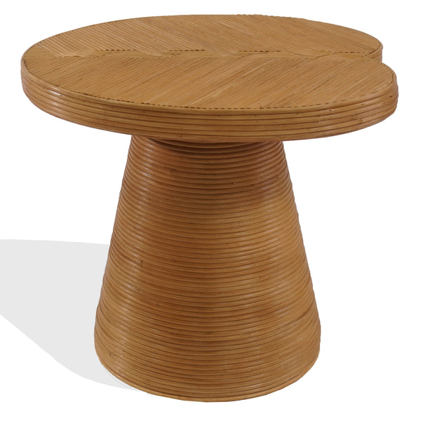 Vyvianna Rattan Accent Table — Handwoven Rattan & Solid Wood Side Table For Cozy Coastal, Boho Homes