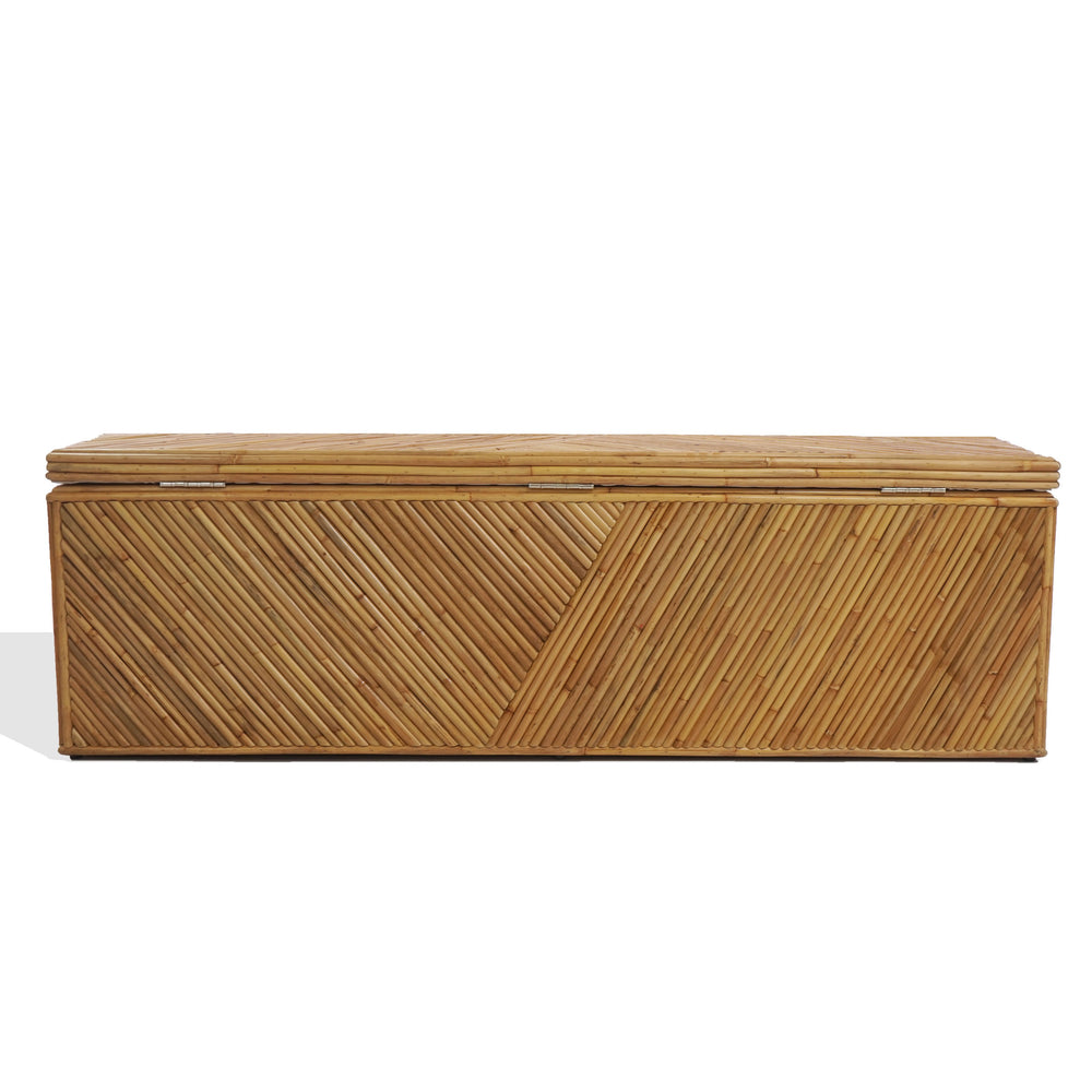 Zoeigh Rattan Trunk Handcrafted Woven Storage Bench With Wood Frame—Rustic Coastal Boho Accent, 62.2"