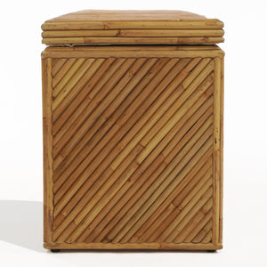 Zoeigh Rattan Trunk Handcrafted Woven Storage Bench With Wood Frame—Rustic Coastal Boho Accent, 62.2"