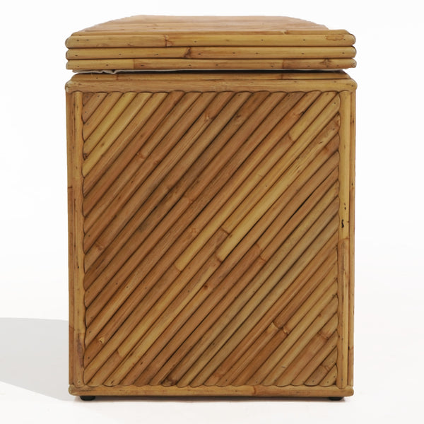 Zoeigh Rattan Trunk Handcrafted Woven Storage Bench With Wood Frame—Rustic Coastal Boho Accent, 62.2"