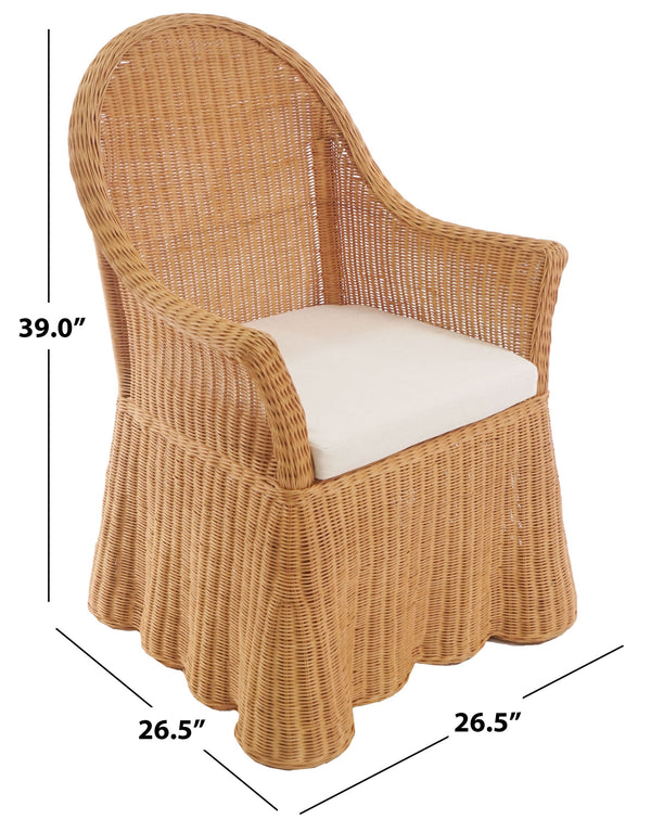 Hylda Rattan Dining Chair With Handwoven Seat And White Frame — Comfortable Ergonomic Design For Stylish Homes