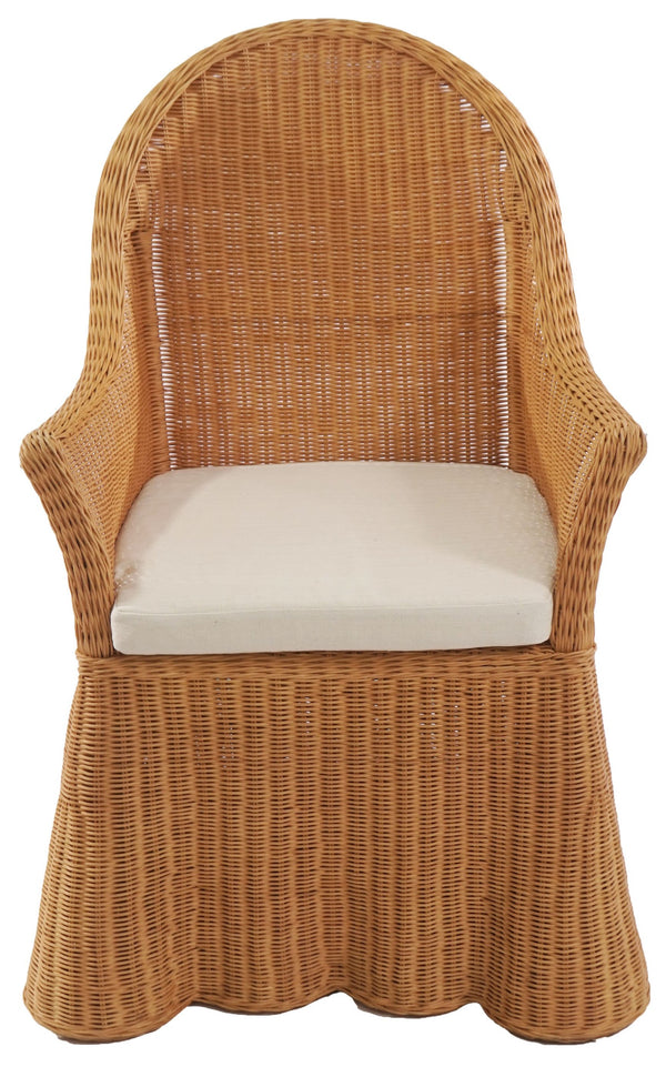 Hylda Rattan Dining Chair With Handwoven Seat And White Frame — Comfortable Ergonomic Design For Stylish Homes