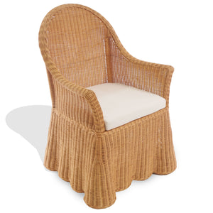 Hylda Rattan Dining Chair With Handwoven Seat And White Frame — Comfortable Ergonomic Design For Stylish Homes
