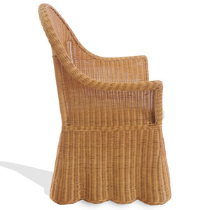 Hylda Rattan Dining Chair With Handwoven Seat And White Frame — Comfortable Ergonomic Design For Stylish Homes