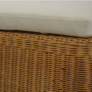 Hylda Rattan Bench — Handwoven Seat With Wood Frame, Coastal Minimalist Entryway & Patio Accent