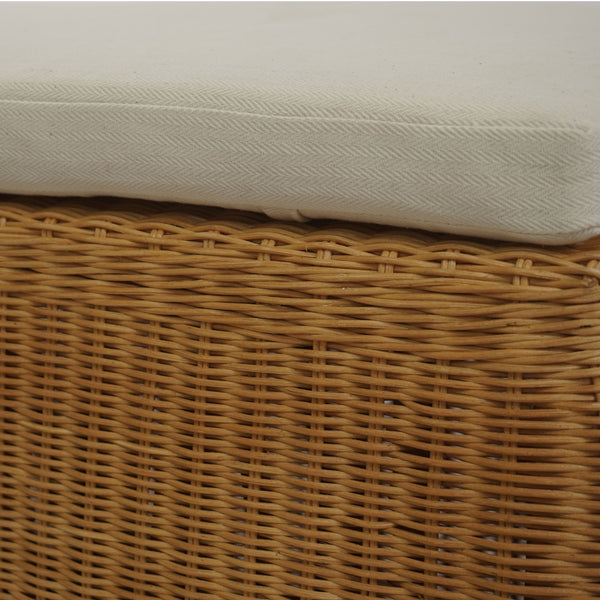 Hylda Rattan Bench — Handwoven Seat With Wood Frame, Coastal Minimalist Entryway & Patio Accent