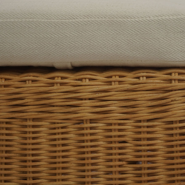 Hylda Rattan Bench — Handwoven Seat With Wood Frame, Coastal Minimalist Entryway & Patio Accent