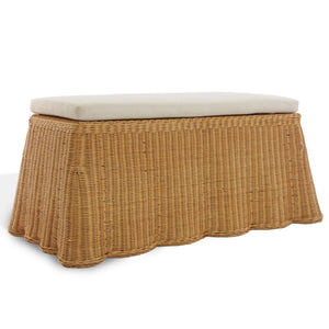 Hylda Rattan Bench — Handwoven Seat With Wood Frame, Coastal Minimalist Entryway & Patio Accent