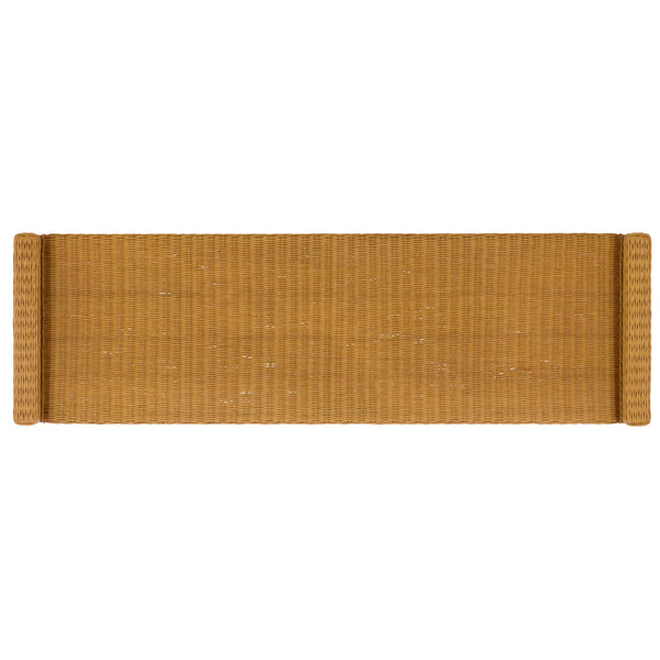 Jimmy Rattan Bench With Solid Wood Frame, Low-Profile Coastal-Boho Seating For Entryway Or Bedroom