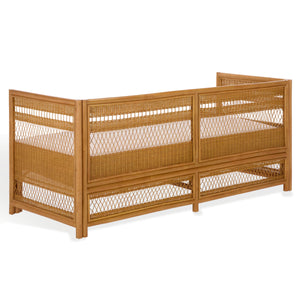 Shawnee Rattan Loveseat | Coastal White Woven Two-Seater With Plush Cushions & Eco Wood Frame