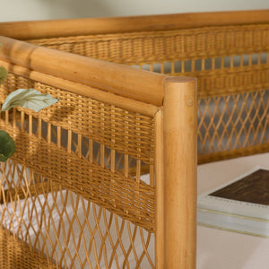 Shawnee Rattan Loveseat | Coastal White Woven Two-Seater With Plush Cushions & Eco Wood Frame