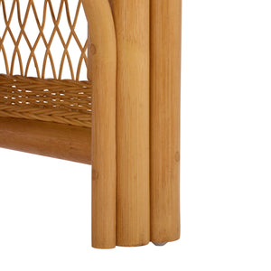 Shawnee Rattan Loveseat | Coastal White Woven Two-Seater With Plush Cushions & Eco Wood Frame