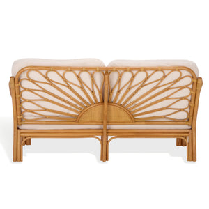 Isaias Rattan Loveseat With White Upholstery — Cozy Two-Seater With Wooden Frame & Plush Foam Comfort
