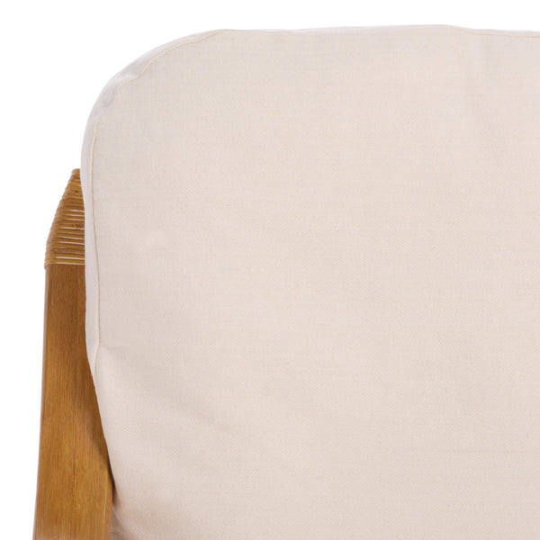 Isaias Rattan Loveseat With White Upholstery — Cozy Two-Seater With Wooden Frame & Plush Foam Comfort