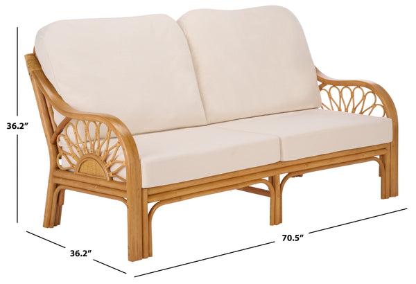 Isaias Rattan Loveseat With White Upholstery — Cozy Two-Seater With Wooden Frame & Plush Foam Comfort