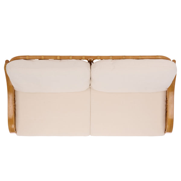 Isaias Rattan Loveseat With White Upholstery — Cozy Two-Seater With Wooden Frame & Plush Foam Comfort
