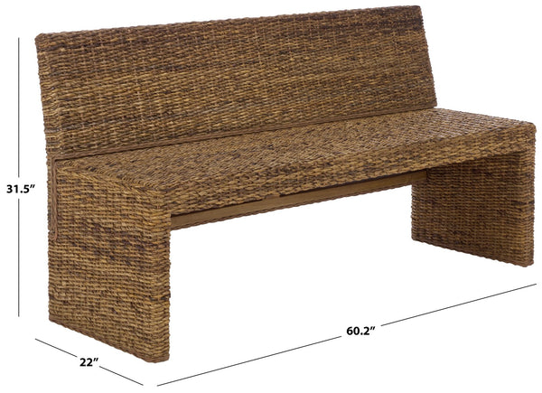 Graylee Abaca Bench With Solid Wood Construction And Warm Grain, Streamlined Seating For Entryway