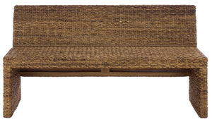 Graylee Abaca Bench With Solid Wood Construction And Warm Grain, Streamlined Seating For Entryway