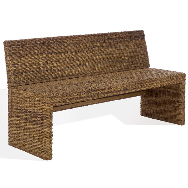 Graylee Abaca Bench With Solid Wood Construction And Warm Grain, Streamlined Seating For Entryway