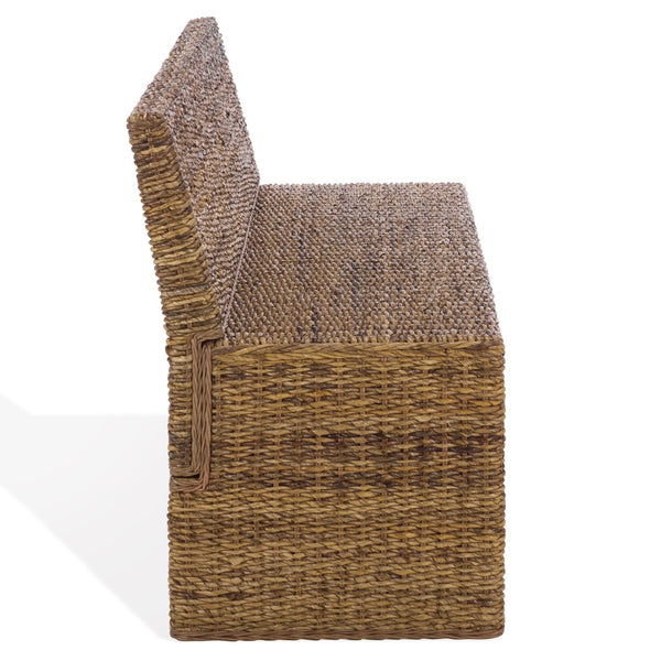 Graylee Abaca Bench With Solid Wood Construction And Warm Grain, Streamlined Seating For Entryway