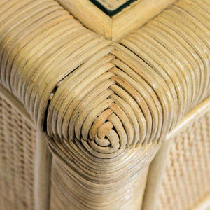 Safavieh Lambert Woven Rattan Nightstand with Tempered Glass Top Single Drawer Coastal Boho Bedroom CWK4006A