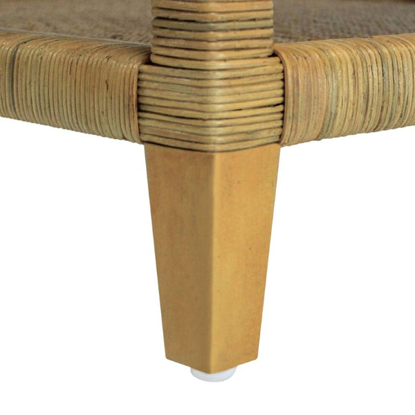 Safavieh Lambert Woven Rattan Nightstand with Tempered Glass Top Single Drawer Coastal Boho Bedroom CWK4006A