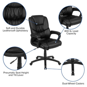 English Elm Flash Big & Tall Ergonomic Swivel Office Chair - 400 lb Capacity, Padded Arms & Adjustable Height Black CX-1179H-BK-GG