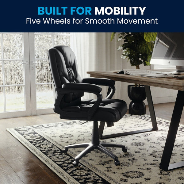 English Elm Flash Big & Tall Ergonomic Swivel Office Chair - 400 lb Capacity, Padded Arms & Adjustable Height Black CX-1179H-BK-GG