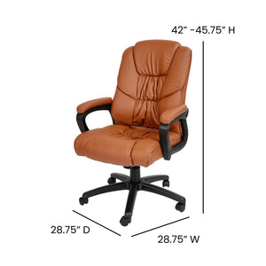 English Elm Flash Big & Tall Ergonomic Swivel Office Chair - 400 lb Capacity, Padded Arms & Adjustable Height Brown CX-1179H-BR-GG