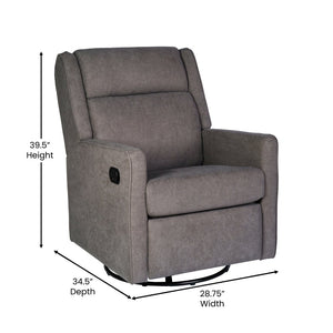 English Elm Cash Swivel Glider Rocker Recliner Chair - 3-in-1 Comfort for Living Room, Bedroom, or Nursery Use Dark Gray CY-RAC-536-DKGRY-GG