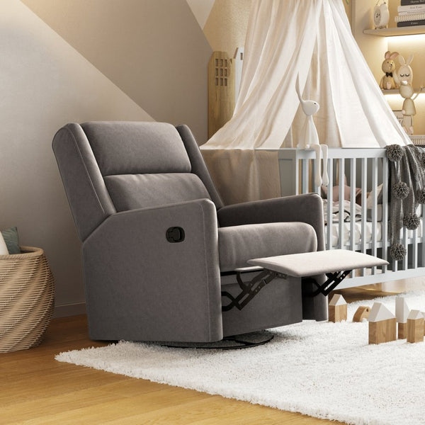 English Elm Cash Swivel Glider Rocker Recliner Chair - 3-in-1 Comfort for Living Room, Bedroom, or Nursery Use Dark Gray CY-RAC-536-DKGRY-GG