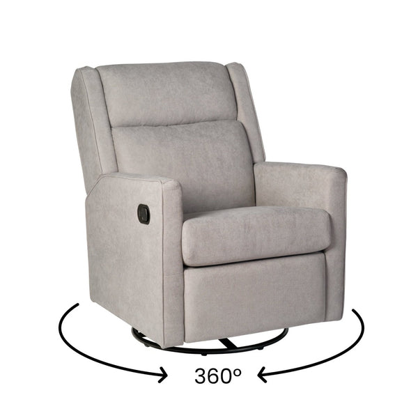 English Elm Cash Swivel Glider Rocker Recliner Chair - 3-in-1 Comfort for Living Room, Bedroom, or Nursery Use Light Gray CY-RAC-536-LTGRY-GG