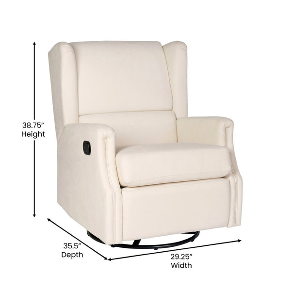 English Elm Omma Swivel Glider Rocker Recliner Chair - Elegant 3-in-1 Comfort for Living Room, Nursery & More Cream CY-RAC-537-CRM-GG