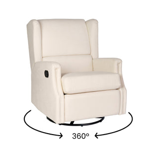 English Elm Omma Swivel Glider Rocker Recliner Chair - Elegant 3-in-1 Comfort for Living Room, Nursery & More Cream CY-RAC-537-CRM-GG