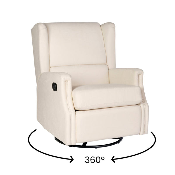 English Elm Omma Swivel Glider Rocker Recliner Chair - Elegant 3-in-1 Comfort for Living Room, Nursery & More Cream CY-RAC-537-CRM-GG