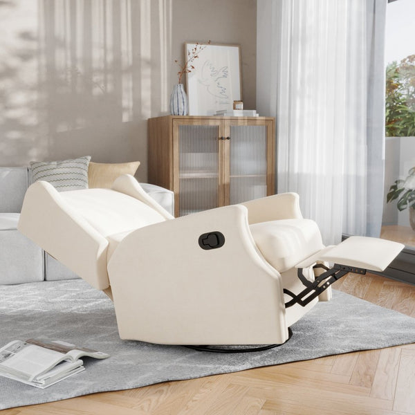English Elm Omma Swivel Glider Rocker Recliner Chair - Elegant 3-in-1 Comfort for Living Room, Nursery & More Cream CY-RAC-537-CRM-GG